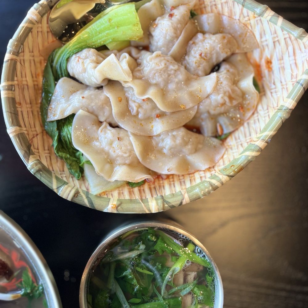 Chieu Kitchen - delicious chili oil wontons! plus, the side of brisket - Vietnamese Near Me - Escondido, California
