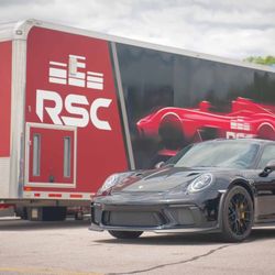 The Starting Line - Our enclosed transporter in 2022 with a 2019 GT3 RS Weissach that we sold on Bring a Trailer