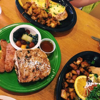 The Braeburn - Eggs Benedict (top), stuffed French Toast, and Huevos Rancheros (right) - Breakfast & Brunch Near Me - Langley, Washington