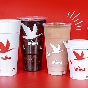 Wawa - a variety of coffee cups on a red background - Convenience Stores Near Me - Ocala, Florida