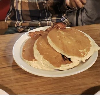 Clockers Cafe - Three big extra large fluffy pancakes - American Near Me - Branson, Missouri