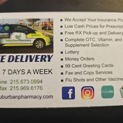 Back of pharmacy business card.