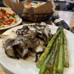 Fulton & Main - Smothered chicken and asparagus