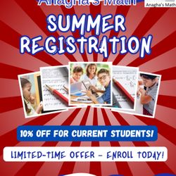 Anagha's Math - Why Choose Anagha's Math Summer Program?
 Covers core topics from all chapters
 Strengthens fundamentals for a solid foundation
 Prepares