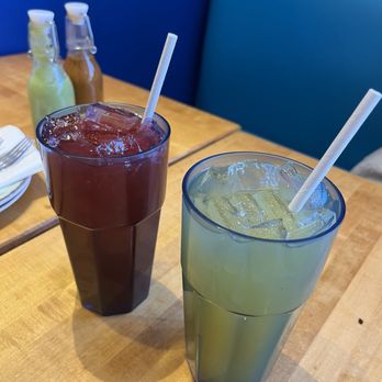Casa Azul Taqueria - Agua Fresca Passion fruit and jamaica lemonade - Mexican Near Me - Providence, Rhode Island Casa Azul Taqueria - Agua Fresca Passion fruit and jamaica lemonade - Mexican Near Me - Providence, Rhode Island