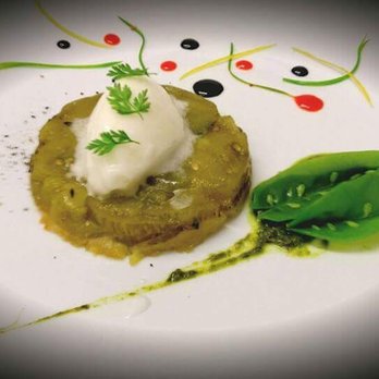 Bistrot de la Jalle - Tatin de tomates vertes, crumble de parmesan et sorbet citron pressé... - Restaurants Near Me - Eysines, 33