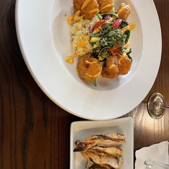 82 Queen - Crispy shrimp on risotto and blackened chicken - Southern Near Me - Charleston, South Carolina