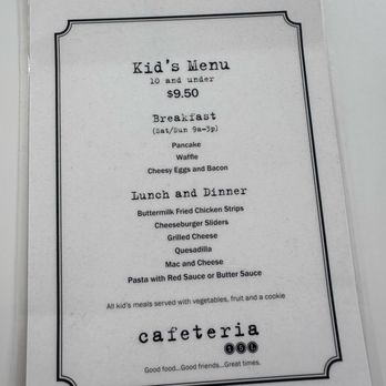 Cafeteria 15L - Kids menu - Breakfast & Brunch Near Me - Sacramento, California