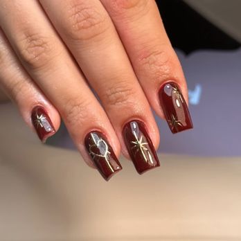 Cece Nails by Marce - Dark red with metallic powder - Nail Technicians Near Me - Jurupa Valley , California Cece Nails by Marce - Dark red with metallic powder - Nail Technicians Near Me - Jurupa Valley , California