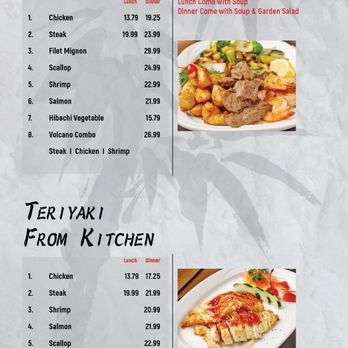Volcano - a menu for a restaurant with a variety of food items - Sushi Bars Near Me - Midland, Texas Volcano - a menu for a restaurant with a variety of food items - Sushi Bars Near Me - Midland, Texas
