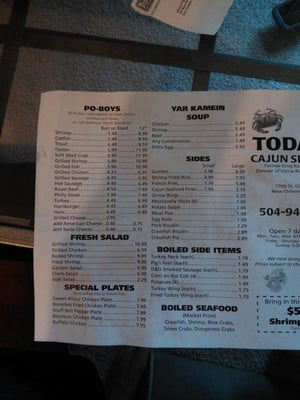 Menu photo 2 Todays Cajun New Orleans, LA