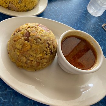El Pilon - Mofungo w/ chicken stew and yellow rice - Puerto Rican Near Me - Fort Myers, Florida