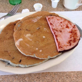 Mike’s All Day Breakfast - Two blueberry pancakes with ham - Breakfast & Brunch Near Me - Kennebunk, Maine Mike’s All Day Breakfast - Two blueberry pancakes with ham - Breakfast & Brunch Near Me - Kennebunk, Maine