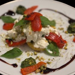 Cook Learn Feast - Grilled Polenta & Burrata Stack w/Sumac Pistachio Pesto