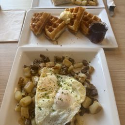 Gluten free waffles and sunshine bowl Gluten free waffles and sunshine bowl