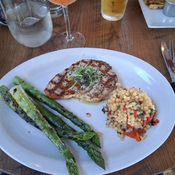 Cowfish - The swordfish, grilled asparagus and couscous - New American Near Me - Hampton Bays, New York Cowfish - The swordfish, grilled asparagus and couscous - New American Near Me - Hampton Bays, New York