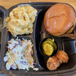 Q Daddy’s Pitmaster BBQ - Pulled pork sandwich, Mac and cheese, Cole slaw