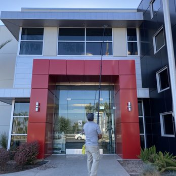Pristine Window Cleaning - Two-story commercial building. Cleaned by Tucker 4-step water purification system and water fed pole. - Window Washing Near Me Pristine Window Cleaning - Two-story commercial building. Cleaned by Tucker 4-step water purification system and water fed pole. - Window Washing Near Me