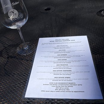 Saluti Cellars - Wine list - Venues & Event Spaces Near Me - Somerset, California Saluti Cellars - Wine list - Venues & Event Spaces Near Me - Somerset, California