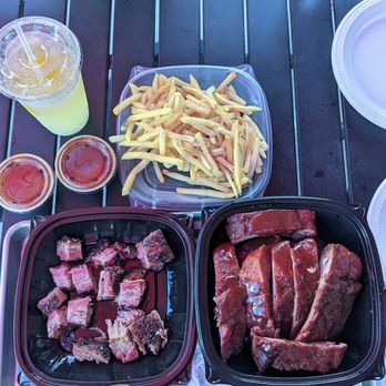 Sharko's BBQ - Fries, burnt ends, and full slab of  ribs - Barbeque Near Me - Downers Grove, Illinois