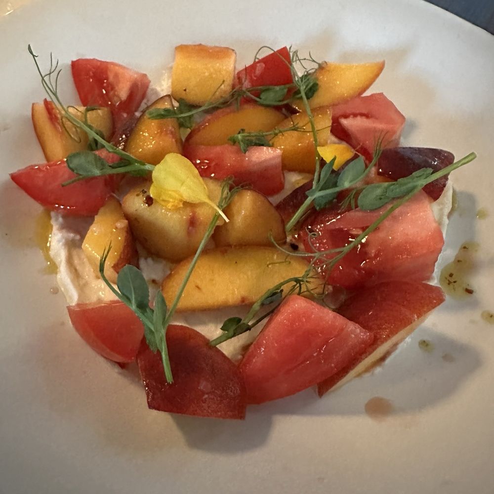 Mandolin - Whipped Ricotta, Tomato and Peach Salad - Southern Near Me - Raleigh, North Carolina Mandolin - Whipped Ricotta, Tomato and Peach Salad - Southern Near Me - Raleigh, North Carolina
