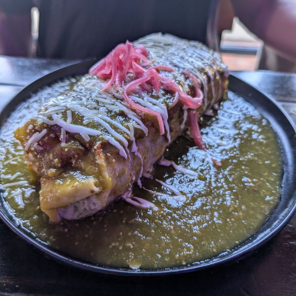 TacosWay - Wet burrito like 7 in Long and maybe one and a half in thick Worth every penny drizzled in green chili - Mexican Near Me - Placentia, California TacosWay - Wet burrito like 7 in Long and maybe one and a half in thick Worth every penny drizzled in green chili - Mexican Near Me - Placentia, California