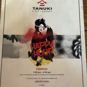 Tanuki River Landing - Happy hour menu 11/25/2025 - Japanese Near Me - Miami, Florida
