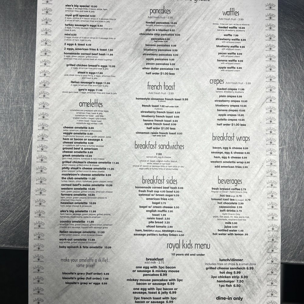 Alex's Royal Grill - Menu - Sandwiches Near Me - Troy, Michigan