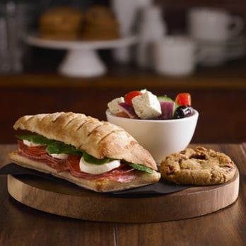 La Prep - Capicollo and Genoa salami Panini with a small Greek salad and a freshly baked chocolate chip cookie. - Breakfast & Brunch Near Me - Montreal, Quebec La Prep - Capicollo and Genoa salami Panini with a small Greek salad and a freshly baked chocolate chip cookie. - Breakfast & Brunch Near Me - Montreal, Quebec
