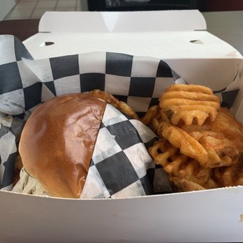 Hangry Joe’s Hot Chicken - Chicken sandwich, medium with wafer fries. - Chicken Shop Near Me - Ashland, Virginia Hangry Joe’s Hot Chicken - Chicken sandwich, medium with wafer fries. - Chicken Shop Near Me - Ashland, Virginia