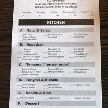 Mr Sushi - All you can eat menu from the kitchen - Sushi Bars Near Me - Cherry Hill, New Jersey