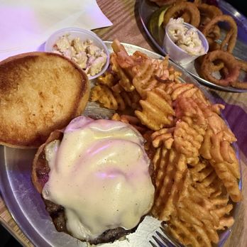 Muddy's Tavern - The Muddy Burger with waffle fries - Sports Bars Near Me - Watervliet, New York Muddy's Tavern - The Muddy Burger with waffle fries - Sports Bars Near Me - Watervliet, New York