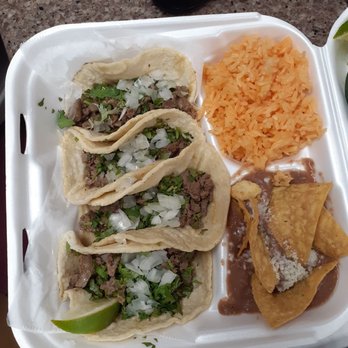 Los Amigos Restaurant - Steak tacos w rice and beans - Mexican Near Me - Durham, North Carolina