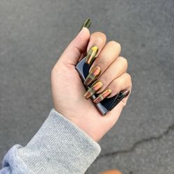 Gel X full set with chrome and cat eye