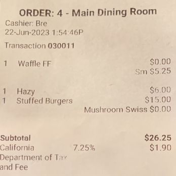 Burger Barn - 6/22/2023:  Burger Barn receipt. - Burgers Near Me - Pollock Pines, California