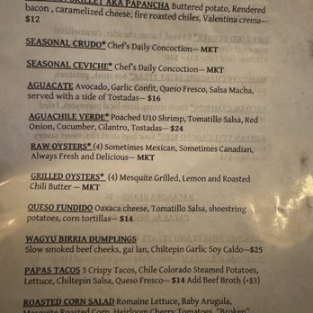 Espiritu - Food menu - Seafood Near Me - Mesa, Arizona