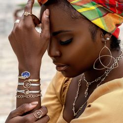 Crucian Gold - Stacking bracelets and a bold earring