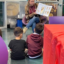 Lathrop Generations Center - Story time during safari event