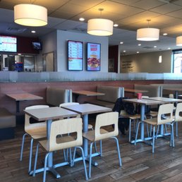 tables and chairs in a restaurant