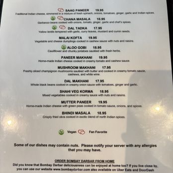 Bombay Darbar - Menu (vegetable entrees) - Indian Near Me - Doral, Florida Bombay Darbar - Menu (vegetable entrees) - Indian Near Me - Doral, Florida