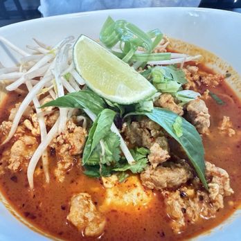 Amaz Thai Cafe & Bistro - Thumbs up for the Tom Yam noddle style you should try. - Thai Near Me - Norfolk, Virginia