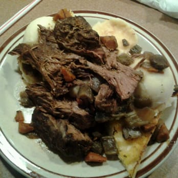 Denny's - Pot Roast w/mashed taters on ciabatta bread $9.99 - Breakfast & Brunch Near Me - Oakland, Oregon Denny's - Pot Roast w/mashed taters on ciabatta bread $9.99 - Breakfast & Brunch Near Me - Oakland, Oregon