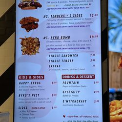 Byrd's Hot Chicken - Their menu