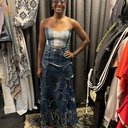 Katwalk Boutique - The creativity it takes to transform an old pairs of jeans into this top and skirt. unique finds are here!