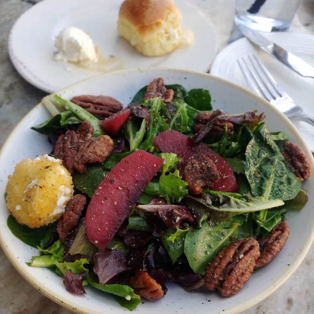 SweetFire Kitchen - Farm Greens was super tasty! Goat cheese, pecans, braised apples. - New American Near Me - San Antonio, Texas SweetFire Kitchen - Farm Greens was super tasty! Goat cheese, pecans, braised apples. - New American Near Me - San Antonio, Texas