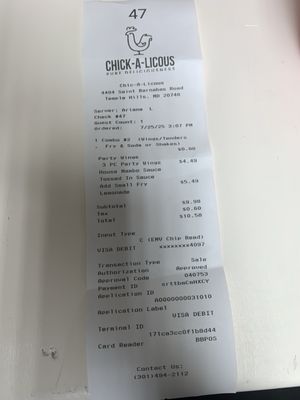 Menu photo 1 Chick A Licous Temple Hills, MD