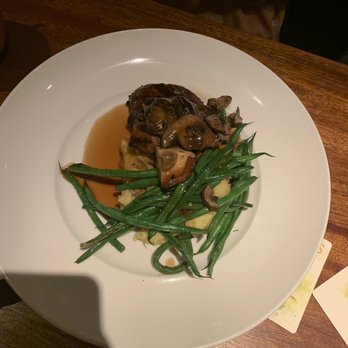 Seasons 52 - Ribeye steak over chunky mashed potatoes and string beans - New American Near Me - Edison, New Jersey Seasons 52 - Ribeye steak over chunky mashed potatoes and string beans - New American Near Me - Edison, New Jersey