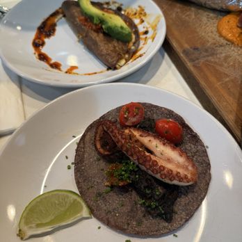 Holbox - Taco De Pulpo En Su Tinta, Smoked Kanpachi Taco - Latin American Near Me - Los Angeles, California Holbox - Taco De Pulpo En Su Tinta, Smoked Kanpachi Taco - Latin American Near Me - Los Angeles, California