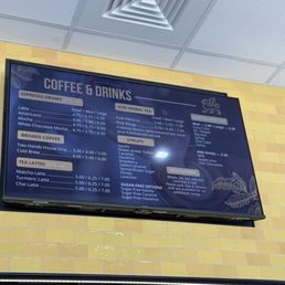 Coffee menu Coffee menu