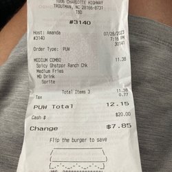 Wendy's - Receipt